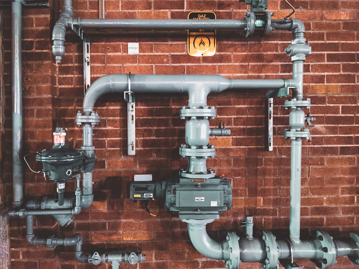 Gas pipework and valves serviced by a Gas Safe engineer
